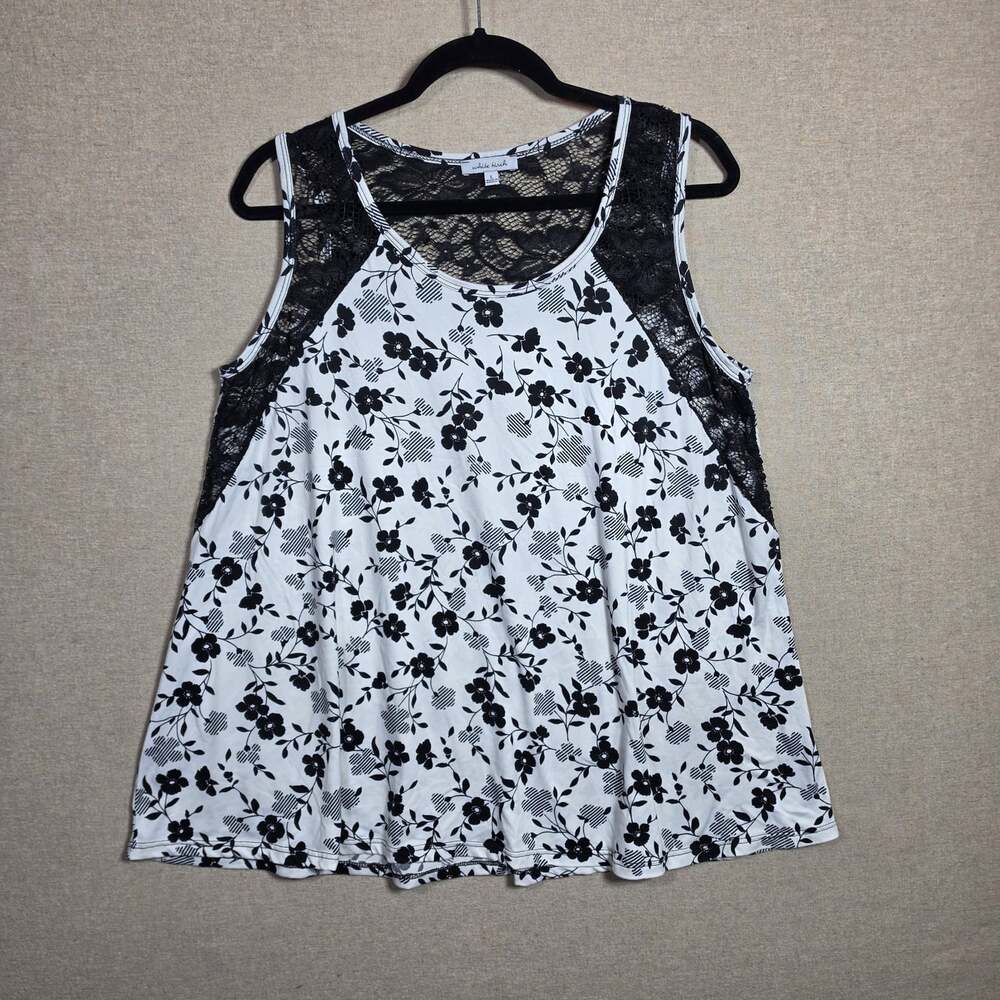 White Birch lace Womens Size L Floral round Neck Sleeveless Pullover Tank Top